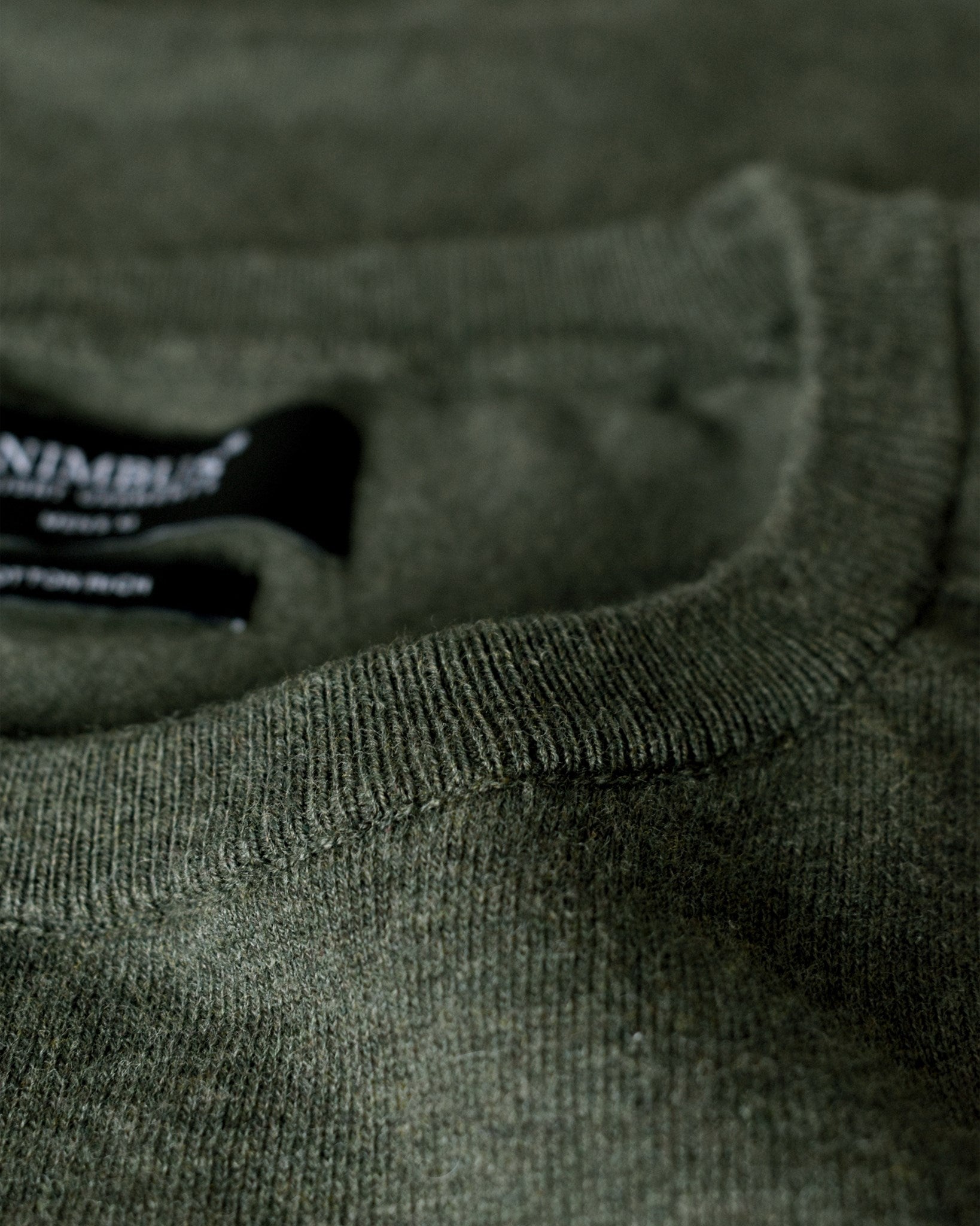 Brighton O Neck Men Olive Melange Closeup 1