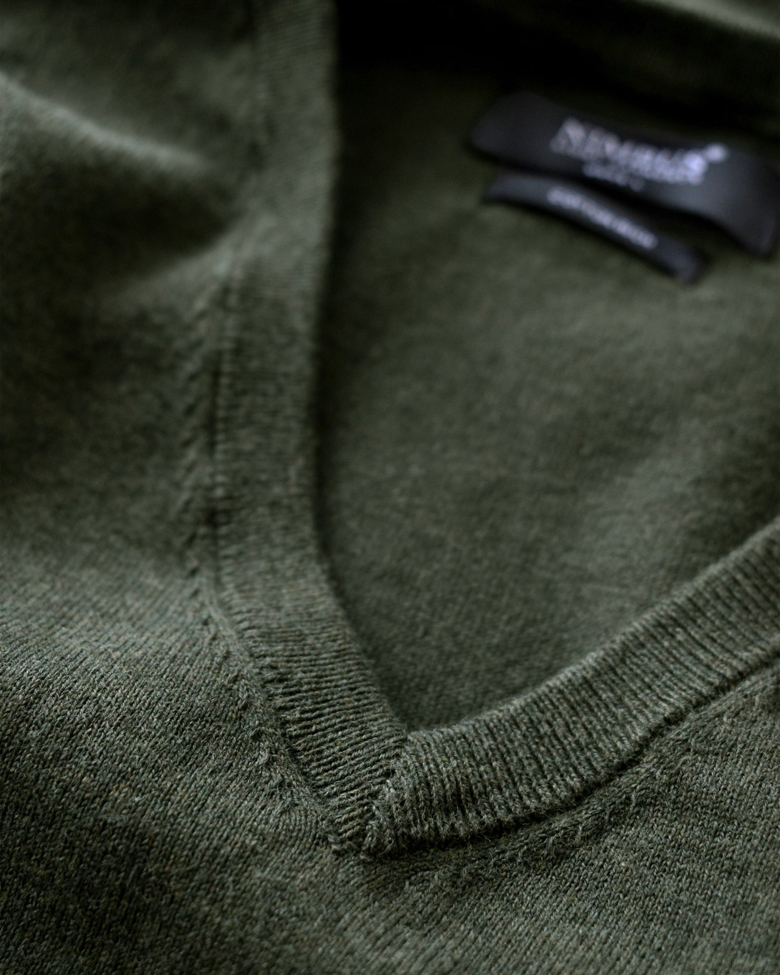 Brighton V Neck Men Olive Melange Back