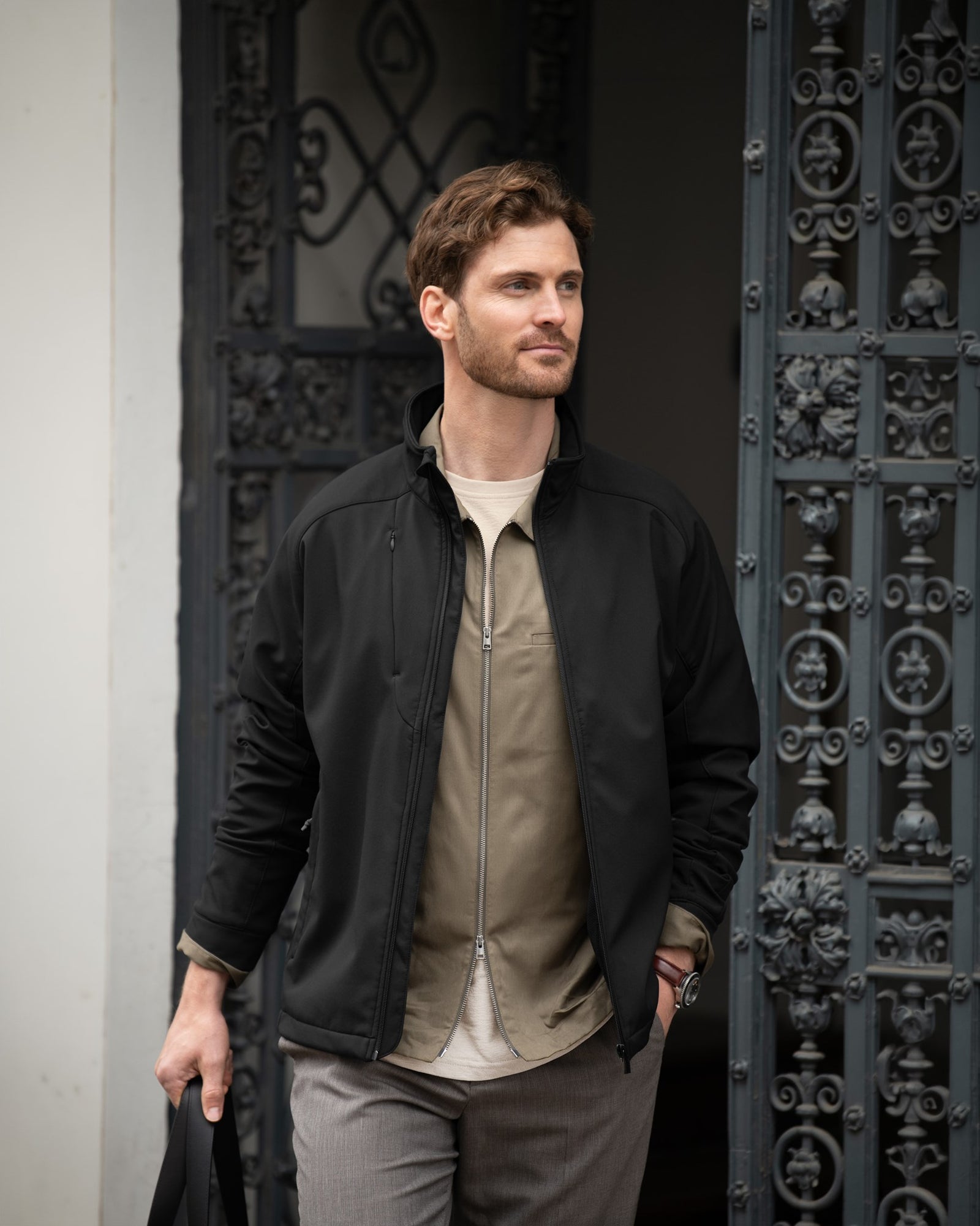 Livingston Men Grey Melange Back